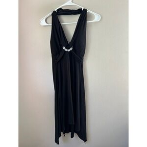 Y2K My Michelle Black Halter Dress Rhinestone Accent  Dress Indie Sleeze